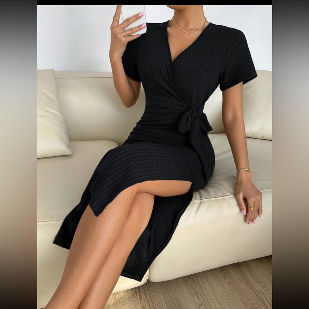 SHEIN Black Wrap dress